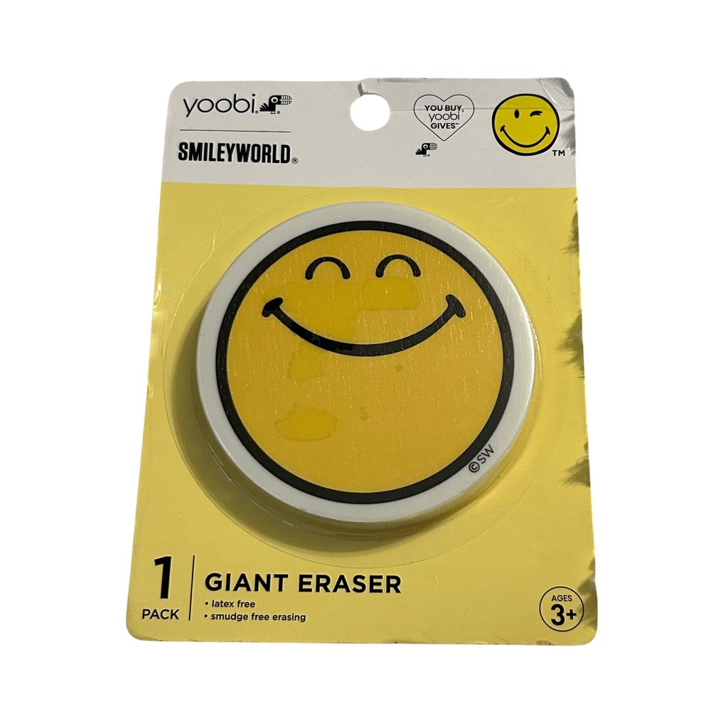 Yoobi Smileyworld Giant Eraser 1‎ Pack Latex Free Smudge Free Erasing